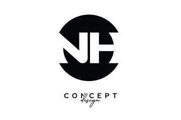 NH Creative Negative Space Circle Monogram Logo Design