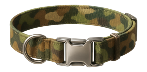 Adjustable dog collar with camouflage pattern and buckle