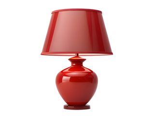 Elegant red table lamp for interior design isolated PNG with Transparent Background