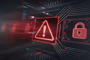 Cyber Security Attack Alert Warning Concept