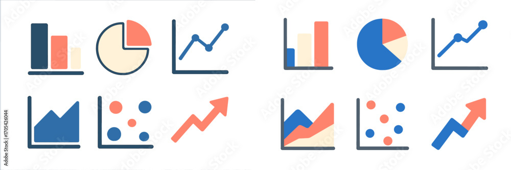 Poster modern collection of diverse business data visualization charts, graphs, and statistical elements fo
