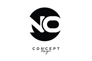 NO Creative Negative Space Circle Monogram Logo Design