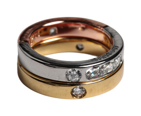 Elegant wedding bands display jewelry store product isolated on transparent background, png