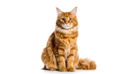 Orange Maine Coon cat, seated