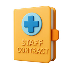 Obraz premium healthcare agreement staff concept. Staff contract with a blue symbol on a yellow cover.