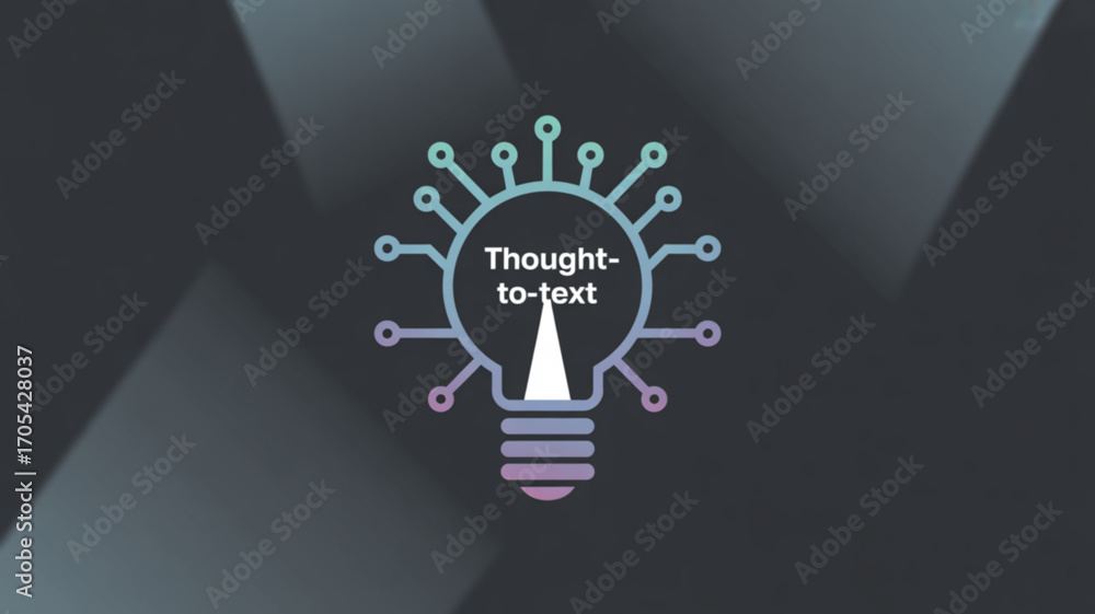 Aufkleber a stylized lightbulb with the words thoughttotext inside, symbolizing the concept of converting thou