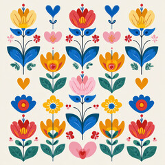 Folk Floral Embroidery Pattern – AI Generative