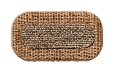 Textured fabric patch textile workshop capture view craftsmanship isolated on transparent background, png