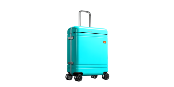 Bright teal hardshell rolling suitcase with telescopic handle