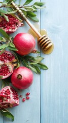  decorations on wooden background