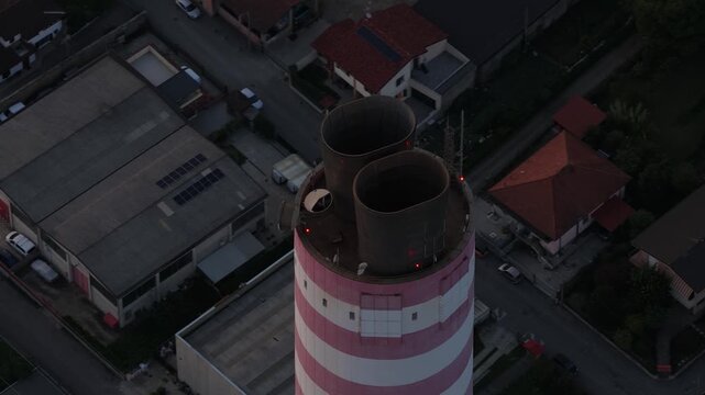 Thermoelectric power plant, generation thermal energy and electric energy generation. 848 megawatts. Italy. Aerial drone video.