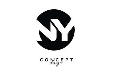 NY Creative Negative Space Circle Monogram Logo Design