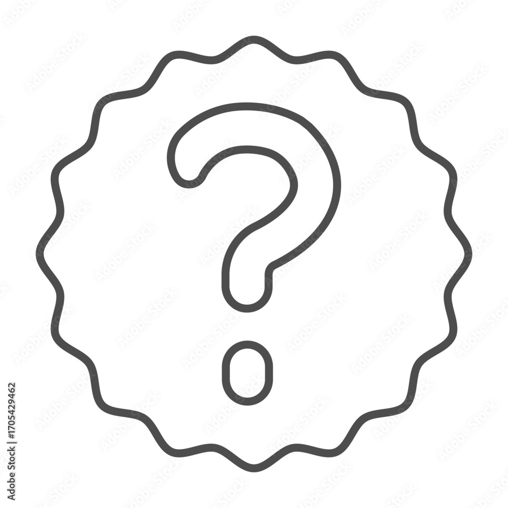 Poster question on sticker thin line icon, osint analytics concept. vector graphics. sticker with ask mark,