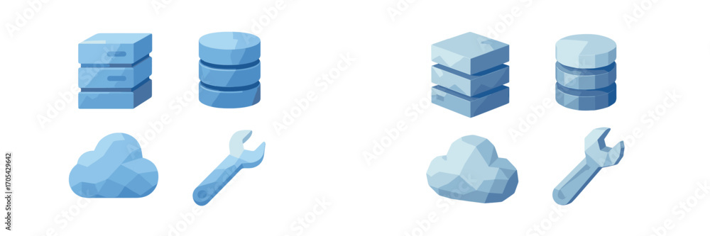 Fototapete digital data storage, cloud computing, and system maintenance icons representing modern technology c