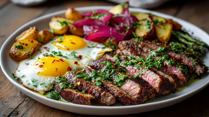 Steak and Eggs with Vegetables – AI Generative