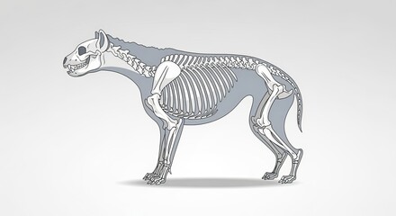 Fototapeta premium Canine Anatomy Illustration: Detailed illustration of a canine skeleton showcasing anatomical structure and skeletal elements for educational or scientific use.