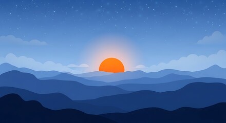 Fototapeta premium Sunrise Over Misty Mountains.