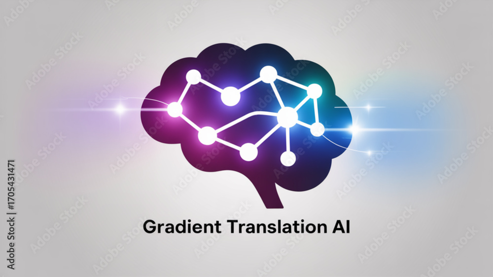 Aufkleber gradient translation ai representing artificial intelligence, machine learning, and neural networks 