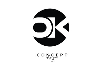 OK Creative Negative Space Circle Monogram Logo Design