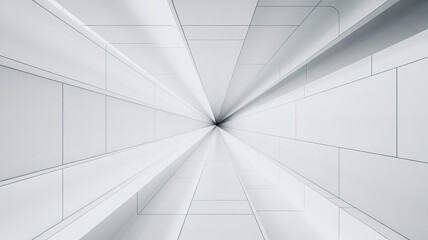 Obraz premium Abstract tunnel interior with converging white panels 