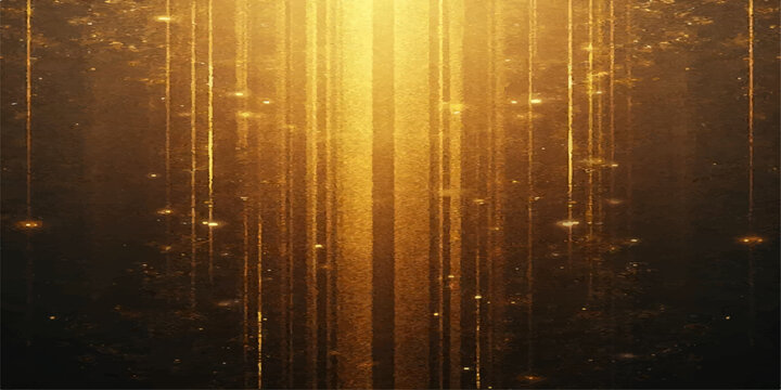 Golden abstract background with glowing stars and decorative textured design