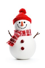 Snowman winter white white background.
