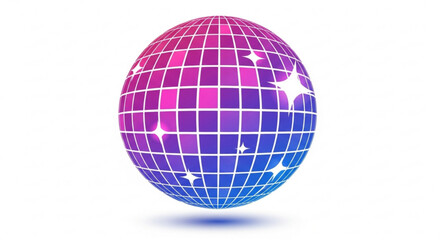 Dazzling disco ball with vibrant pink and blue hues ready to ignite your next dance party, a modern icon of nightlife and retro fun, perfect for events, music, celebrations