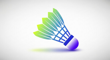 Dynamic badminton shuttlecock symbol with vibrant gradients, representing speed, agility, and precision in sports and recreation, ideal for branding or athletic design projects