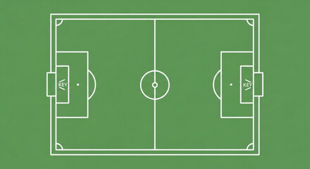 Detailed football field layout showcasing precise markings, ideal for sports analysis, coaching diagrams, and strategic game planning, offering a clear and professional presentation