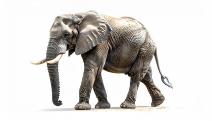 Fototapeta premium Digital Illustration of Elephant with Coarse Pixelation on Clear White Background