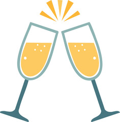 Two Champagne Glasses Toasting with Bubbles celebration