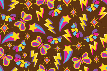 Lightning and Star Pattern yk2 for background cloth, wrapping, etc.