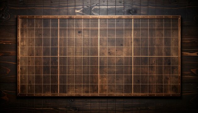 Distressed Brown Ceramic Mosaic Tiles with Chips on Dark Wooden Backdrop