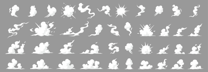 Cartoon Smoke and Explosion Elements Set – Vector Comic Cloud Effects Collection