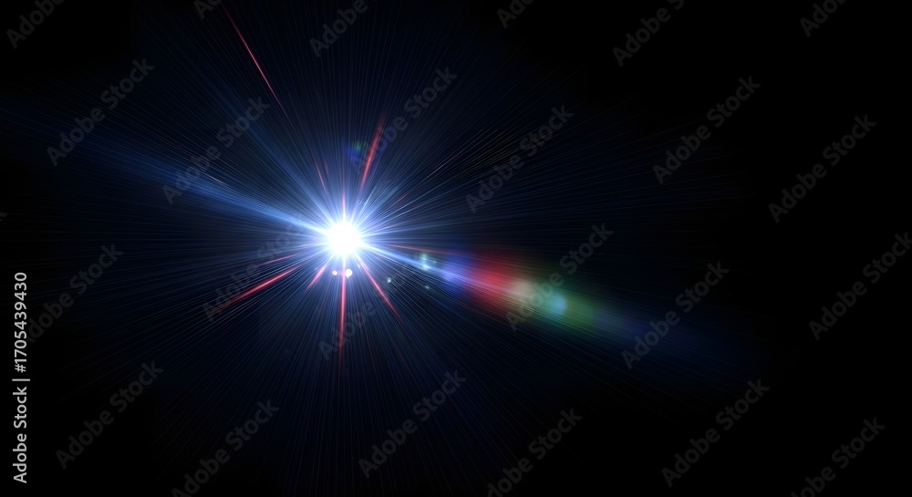 Aufkleber dynamic light burst with vibrant color rays on black, perfect for adding drama and energy to your de
