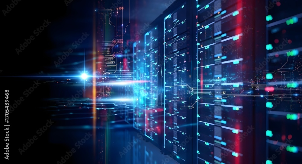 Aufkleber experience the future of data storage with this stunning server room visualization for your next tec