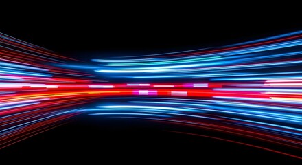 Dynamic abstract background with vibrant red and blue light trails creating a stunning futuristic effect perfect for tech and innovation projects