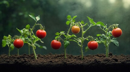 Time-lapse of tomato plants reverting through evolutionary stages, becoming wilder and more primitive.
