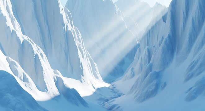 Icy Mountain Peaks Landscape.