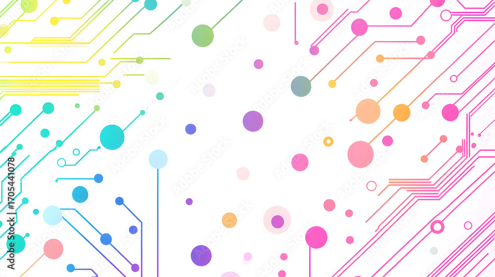 Aufkleber abstract pastel circuit board pattern with flowing lines and dots on clean white background symboliz