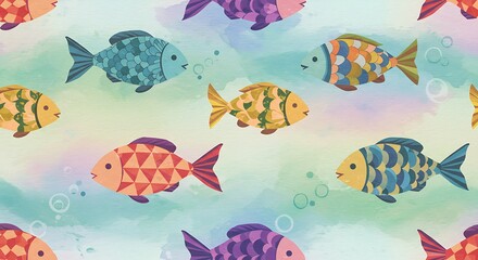 Cute colorful fish pattern