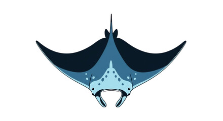 Fototapeta premium Blue Manta Ray Illustration.