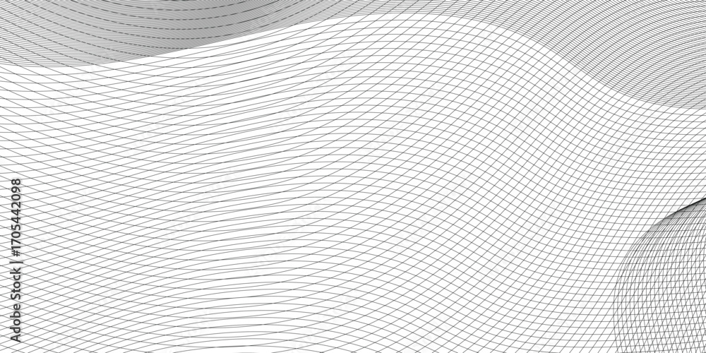Poster thin stroke curve pattern line stripes overlapping | decorated random futuristic technological backg