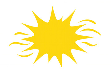 Glowing yellow sun graphic, transparent backdrop highlighting cheerful solar element for creative projects
