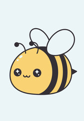 This adorable, round cartoon bee illustration features a friendly smile and sparkling eyes, perfect for children's designs and cheerful projects.