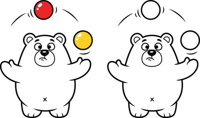 Cute cartoon bear juggling balls