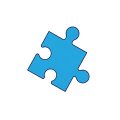 Blue Puzzle Piece Isolated on White Background.