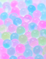 Pastel orbs, close-up, background blur, decorative