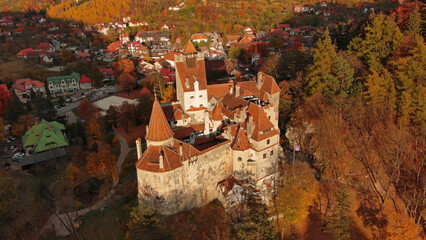 Aerial view of Bran castle in Transylvania Romania