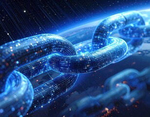 Futuristic Blue Chain Network Visualizing Global Supply Chain